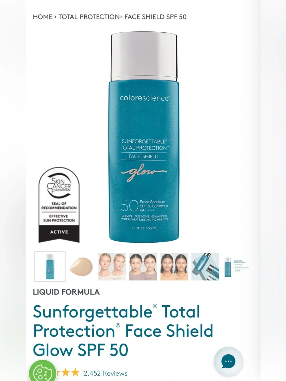 Colorscience Face shield Glow Sunscreen SPF 50